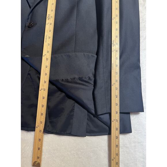 Jos A Bank Traveler Mens 52L 40x32 Solid Navy Blue 2 Piece Suit Tailored Fit - Picture 12 of 16